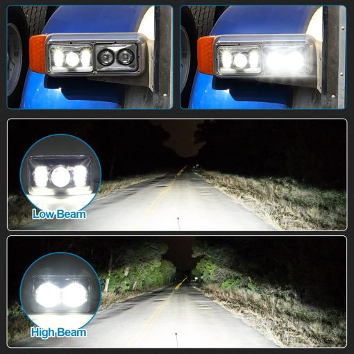 Faros LED de 4x6 pulgadas M MIBAHE aprobados por DOT 120W Compatibles con Kenworth T800 T600 Peterbilt 379 Feightliner Oldsmo-bile Cutlass H4651 H4652 H4656 H4666 H6545 Cromo - Imagen 2