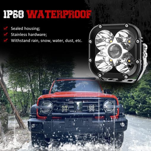 Faros LED Samman, Luces LED Cuadradas 4.6 pulgadas 72W 6000K Luces Off Road LED con DRL Amarillo para ATV UTV Pickup Truck Trailer, 2 Piezas - Imagen 6