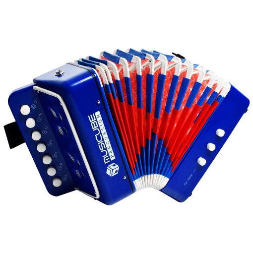 ACORDEoN de Juguete para Ninos 10 Teclas Pequeno Acordeon de Botones para Ninos y Ninas Instrumento Educativo Musical Juguetes Opcion de Regalo de Navidad (AZUL)