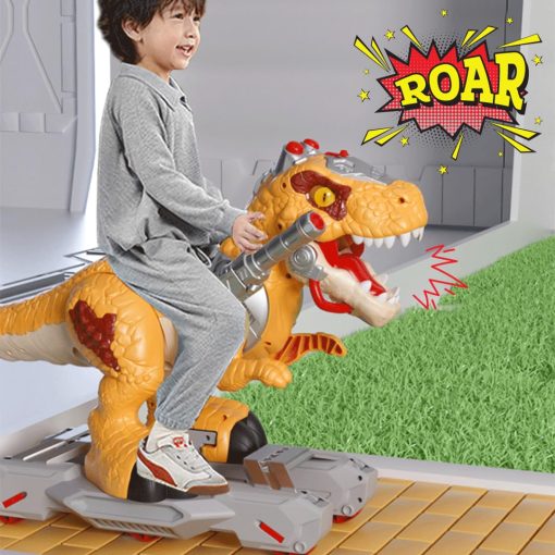 Carrito montable de dinosaurio para ninos pequenos, Carrito empujable y montable con bateria, juguete deslizante electrico de pie a piso con musica, luces y humo para ninos pequenos - Imagen 6