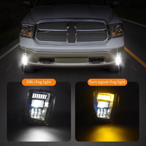 Luces antiniebla LED compatibles para Dodge Ram 1500 2013 2014 2015 2016 2017 2018 con luz diurna Faros antiniebla delanteros Pickup Parachoques Unidad de luces antiniebla de repuesto Lente clara - Imagen 4