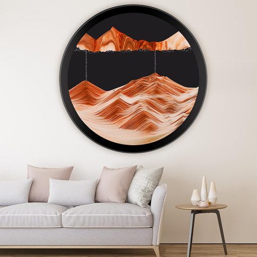 PROEATS Sand Art, Moving Sand Art, Wall Art Deep Sea Sandscape Room Decoration, Giro de 360?, Arte de Arena Liquida Movimiento, Marcos de Madera Solida Cristales, Decoracion de Pared Relajante para Hogar Oficina, 24 pulgadas-Naranja