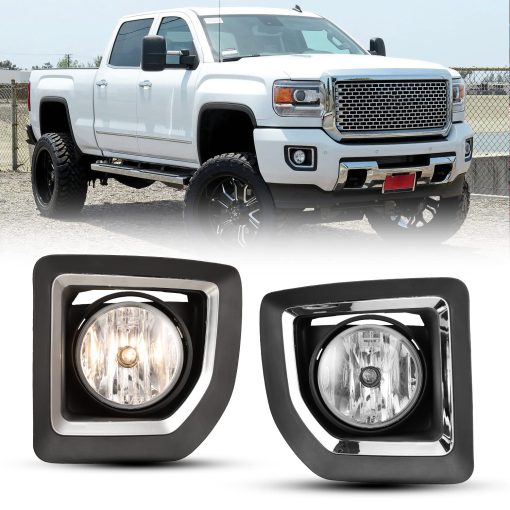 Luces antiniebla CPW compatibles con [2015 2016 2017 2018 2019 GMC Sierra 2500 HD/3500 HD] Par de luces antiniebla de conducir con lente transparente + kit de cableado + interruptor