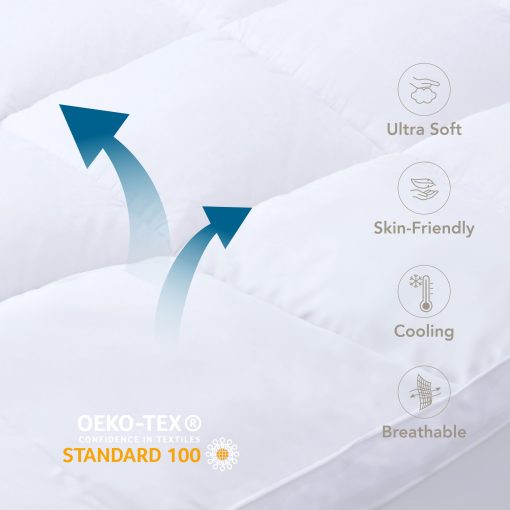 Epitex Cloud Top Colchon Queen Tamano Topper - Extra Grueso y Esponjoso Pillow Top para Cama Queen, Transpirable, Refrescante y de Apoyo con Diseno de Bolsillo Profundo de 8-16'', Fondo Antideslizante, 7 Pulgadas, Blanco - Imagen 5