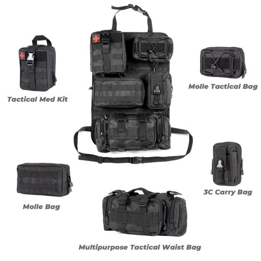 Organizador de Asiento Tactico con Bolsa de Almacenamiento y 5 Bolsillos Molle Desmontables Panel de Almacenamiento de Molle para Vehiculos Universal para Todos los Vehiculos - Imagen 2
