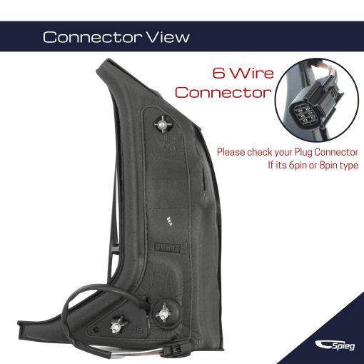 Espejo del lado del conductor Spieg FO1320552 para Ford Transit 150 Cargo Van 2015-2019 | Espejo lateral izquierdo con ajuste de potencia, calefaccion, luz de giro, plegado manual, brazo corto | Negro texturizado 6 Pines - Imagen 6