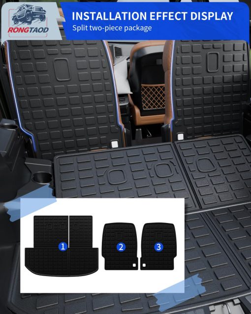 Cubierta de carga Rongtaod Compatible con Hyundai Palisade 2020-2024 Protector de maletero para la 2da y 3ra fila de asientos Accesorios Palisade 2023 (Protector de respaldo de la 2da fila + Tapetes de maletero con Protector de respaldo) - Imagen 3