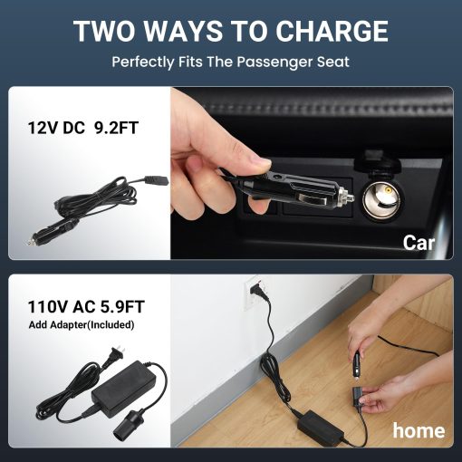 Nevera/Escarchadora de Coche ICEROVER 12V 6 Cuartos (6L), 12 Voltios DC &110V AC, Nevera Electrica Portatil Compacta Para Camping Termoelectrico 12V Mini Nevera para Coche, RV, Camping (Azul) - Imagen 6