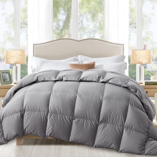 Edredon de Plumas King Size Globon Fluffy - Todas Las Estaciones - Inserto de Edredon Ultra-Suave con Funda de Algodon, 680 Fill Power, Calidez Media con Correas de Esquina, Gris - Imagen 2