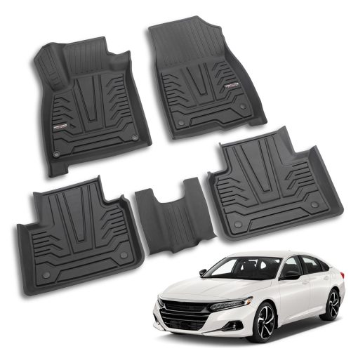 Tapetes para Pisos de Automovil Compatibles con Accord 2018 2019 2020 2021 2022, Ajuste Personalizado Negro TPE Proteccion Impermeable Todo Clima Protectores de Pisos delanteros y traseros