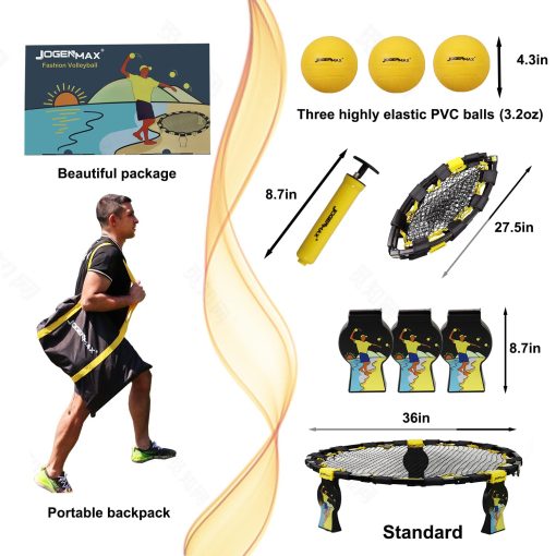 Juego de Pelota Metalico JOGENMAX, Juego Completo de Exterior Totalmente Plegable con Patas Desmontables, Incluye 3 Pelotas, Bolsa con Cordon, Adecuado para Jugar en el Cesped, Patio, Playa o Parque - Imagen 3