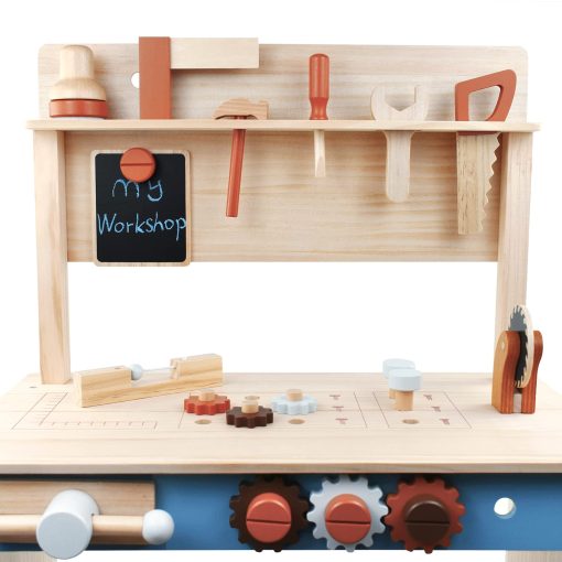 Banco de herramientas para niños PairPear, Juguetes de madera Banco de trabajo infantil con martillo de juguete y herramientas de construccion, Set de juguete para niños con accesorios de herramientas, regalo para niños - Imagen 2