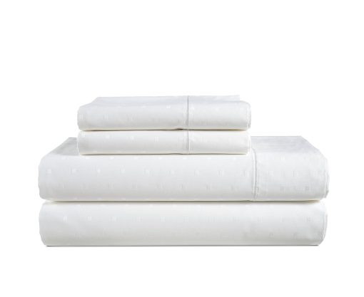 Juego de sabanas LANE LINEN 100% algodon egipcio - 1000 hilos 4PC Queen Sheets Set, sabana de algodon de fibra larga, tejido satinado, sabanas de hotel de lujo, bolsillo profundo, Swiss Dot - Blanco