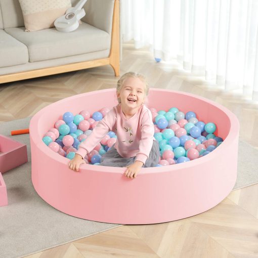 TRENDBOX Extra Large Soft Foam Ball Pit 51.2 x 11.8 in Piscina Redonda de Bolas de Espuma para Niños Paredes Gruesas y Seguras - Rosa Claro - Imagen 4