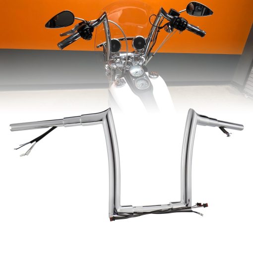 TIGERSGATE PRE-WIRED 12 pulgadas Meathook Monkey Bar Diablo Ape Hangers para Harley 14-22 Sportster XL 12-17 Dyna Softail (Cromo)