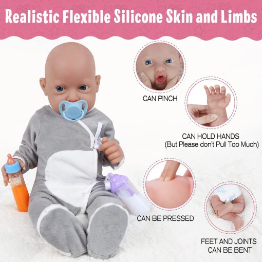 Vollence 23" Muneco de Bebe de Silicona Platino - Cuerpo Completo, Realista Reborn, Nino Recien Nacido Realista - Imagen 3