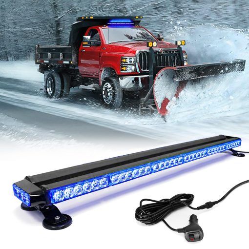 FOXCID 38'' 78 Luces de Advertencia de Emergencia LED de Techo, Doble Lado de Luz de Seguridad de Advertencia de Peligro con Iman para Vehiculos de Remolque, Autos de Bomberos, Camiones, Seguridad de Trafico, Azul