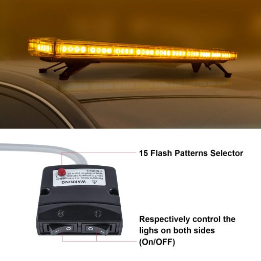 ASPL 47" 88 LED Barra de luces estroboscopicas de alta intensidad y perfil bajo en la parte superior del techo para camiones de remolque y vehiculos de construccion (ambar) - Imagen 5