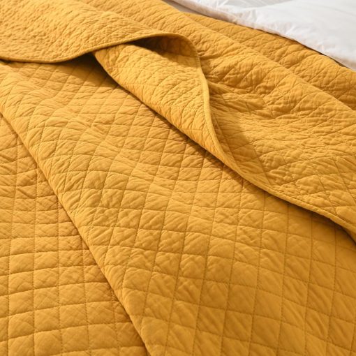 Juego de edredones de algodon Wistown King, 3 piezas de fundas ligeras reversibles para todas las estaciones, con patron geometrico, amarillo - Imagen 7