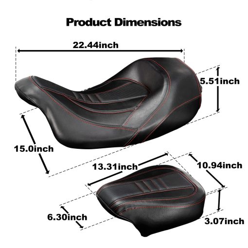 Asientos de perfil bajo para piloto y pasajero con asiento de cuero con respaldo delantero para piloto para Harley 2009-2022 Touring Road King Street Glide Road Glide Electra Glide, Cojin de asiento + Respaldo - Imagen 4