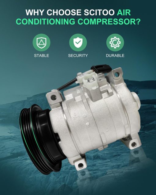 Compresor de Aire Acondicionado SCITOO CO 27001C para Chrysler PT Cruiser 2.4L Dodge Neon 2.0L 2.4L Dodge SX 2.0 2.0L 2001-2010 (OE 68338,78387,78399,6511514,RL058032AC,5511514,252403,2011293,145044C,10345650) - Imagen 3