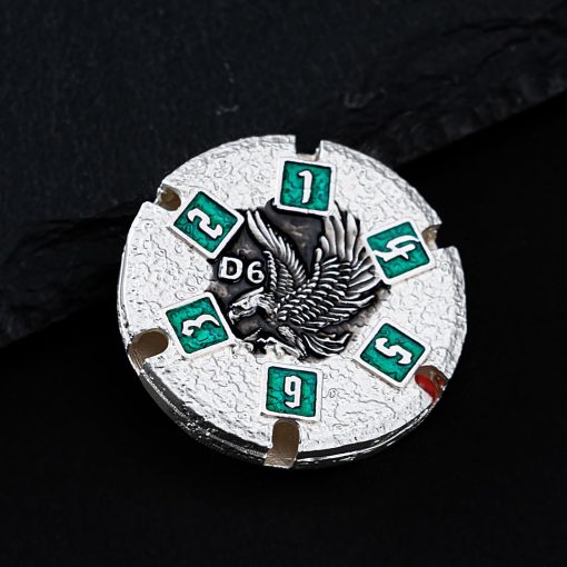 Set de Dados DND Dungeons & Dragons, Dados Metalicos DND de Giro unico, Set de D&D Poliedro D&D con Caja para Juegos de Rol D20 D12 D10 D8 D6 D4 (Dados-Plata Perla Verde) - Imagen 5