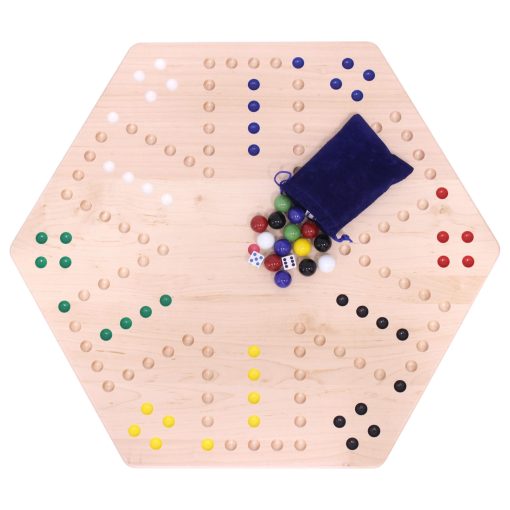 Tablero de juego de canicas de madera Wahoo de AmishToyBox.com - Grande 24" de ancho - Madera de arce macizo - Doble cara - con grandes canicas de 22 mm y dados incluidos - Imagen 6