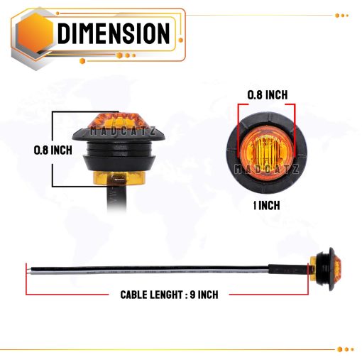 Juegos Grandes de Luces Marcadoras Laterales de 3/4 Pulgadas MADCATZ Redonda Mezcla de Luz ambar/Roja 3LED para Remolque Camion Autobus Barco 12V DC Paquete de 200 - Imagen 3