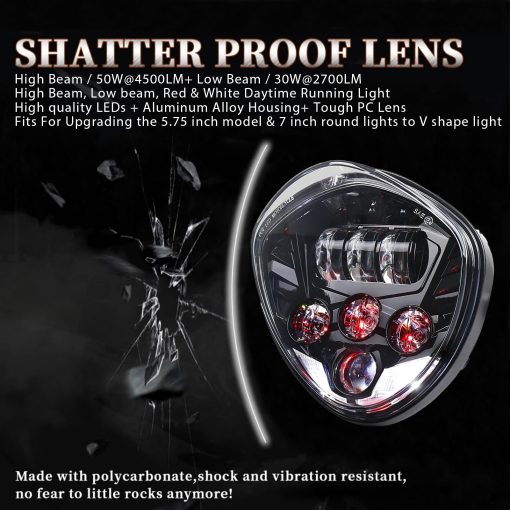 Faro Delantero LED de Motocicleta AVOUZ 7 pulgadas con Luces Blancas y Rojas de Marcha Diurna (DRL) con Soportes Universales para Motocicletas Compatible con Harley Davidson, Kawasaki, Ducati, Suzuki, Yamaha, Victory, Honda - Imagen 4