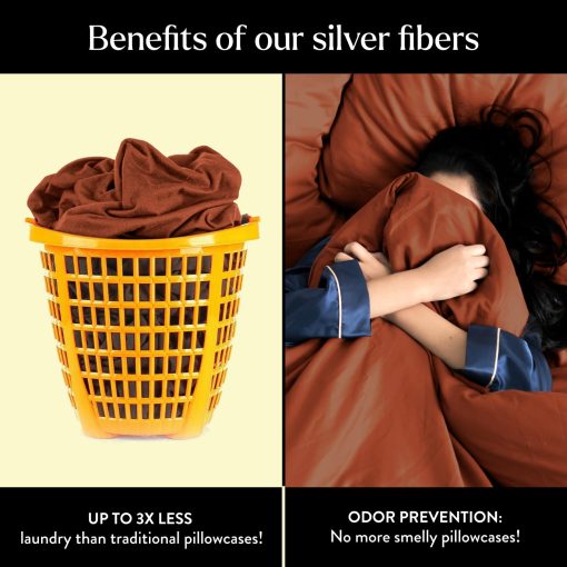 Juego de Sabanas Ajustables Miracle Made Extra Luxe Cool IT True Grip - Terracota 4 Piezas con Plata Infundida - Sabanas King de 300 Hilos - Sabanas Refrescantes - Imagen 7