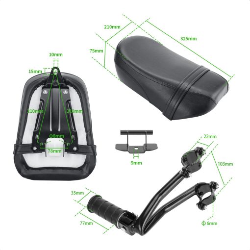 Asiento Trasero del Pasajero y Juego de Reposapies para Motocicleta Compatible con Kawasaki Vulcan Backrest S 650 EN650 VN650 2015-2022 - Imagen 7