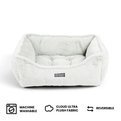 Cama Lavable para Gatos y Perros de la Coleccion Cloud Prive de NANDOG para Razas Pequeñas a Medianas - Hecho de Tela de Micro Plush Ultra Suave - Diseño Reversible con Costuras Doblemente Cosidas (Marfil/Blanco Roto, Prive 25?) - Imagen 3