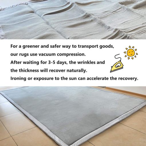 Tapete de guarderia de terciopelo de coral Loartee Alfombras de arrastre Alfombras de area Alfombras de juego Alfombras de gateo (6'8"x 6'8", Azul) para ninos pequenos Colchonetas de yoga Alfombrillas de ejercicio - Imagen 4