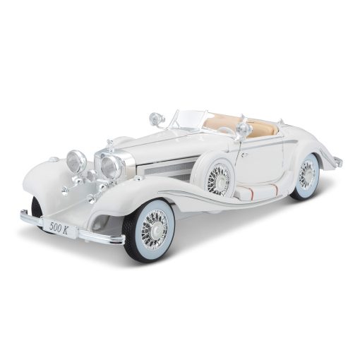 Vehiculo de fundicion a escala 1:18 Maisto 1936 M-B 500 K Type Specialroadster de plastico, blanco