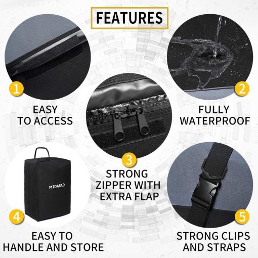MIDABAO 20 Cubic Waterproof Duty Car Roof Top Carrier-Car Cargo Roof Bag Car Roof Top Carrier - Waterproof & Coated Zippers- Includes Anti-Slip Mat- for Cars with or Without Racks (20 Cubic Feet) - Imagen 6