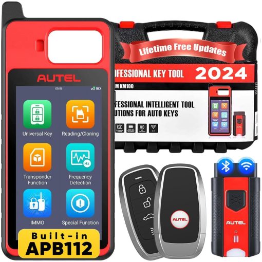 Autel MaxiIM KM100(X) Key Fob Programming Tool, Renovacion de por Vida, ultima Version 2024 Lite de IM508 IM608, Generacion de Llaves en 60s, Aprendizaje de IMMO por OBD en 99% de Autos, Lectura Escritura Clonacion de Ch~ips, APB112 Incorporado, 2PCS IKEYs
