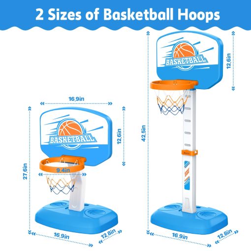 Aro de Baloncesto Ajustable en Altura para Ninos, Aro de Baloncesto para Ninos con 4 Pelotas y Bomba para Uso en Interiores y Exteriores, Aro de Baloncesto para Piscina, Juguete de Baloncesto para Ninos y Ninas - Imagen 3