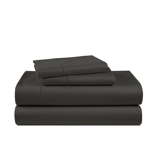 Juego de sabanas a rayas de 1000 hilos LANE LINEN - Sabanas de algodon egipcio 100%, 4 piezas para cama queen, sabanas y fundas de almohada de hotel, se adapta a colchones de hasta 16" - Negro
