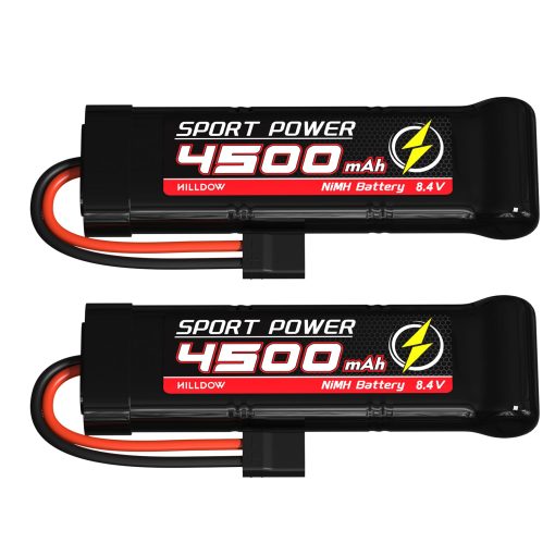 Bateria recargable Hilldow 8.4V 4500mAh NiMH con conector Traxas para coches RC 1/8 1/10, camiones, vehiculos de control remoto, buggies, barcos (paquete de 2)