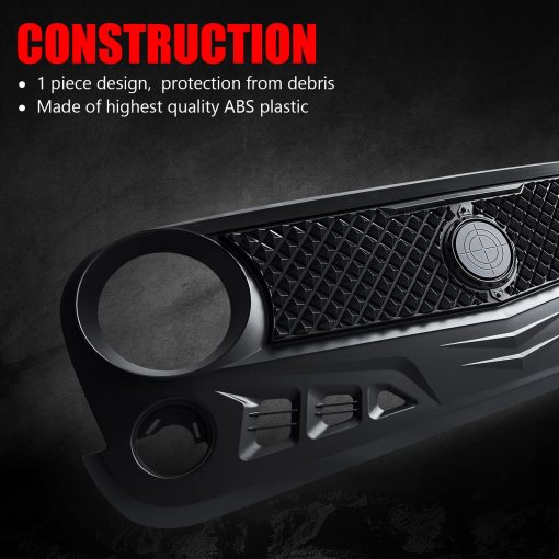 Parrilla Delantera con Rejilla de Malla Negra Mate para Jeep Wrangler 2007-2018 Rubicon Sahara Sport JK for Jeep Wrangler JK JKU 2007-2018 (Asedio) - Imagen 3