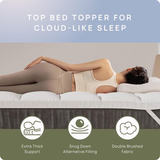 Topper de Colchon Extra Grueso King para Dolor de Espalda y Sueno como en las Nubes, Suave y Mullido, Acolchado de Colchon para Colchon Firme, Colchon con Relleno de 1400GSM, Ajuste para Colchon de 6"-22" - Imagen 6