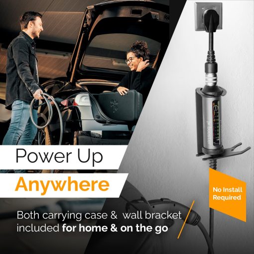 Cargador de vehiculos electricos J+ Nivel 2 - Longitud de 21 pies, NEMA 5-15 & 14-50, Certificado ETL, 40 Amperios, 9.6 kW, 240V EVSE - 7 veces mas rapido Cargador electrico portatil para todos los EV's J1772 & Tesla, IP67 (Incluye estuche y montaje en pared) - Imagen 3