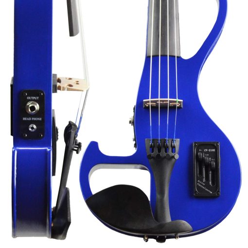 Violin Electrico Bunnel Edge 4/4 Tamano Completo (Claro) (AZUL) - Con Estuche de Transporte y Accesorios Incluidos - Conector para Auriculares - Pastilla Ceramica Piezoelectrica de Kennedy Violins - Imagen 2