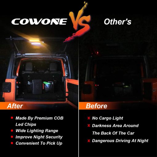 Luz de Tronco LED COWONE para Levante de Vidrio Trasero Compatible con Jeep Wrangler JL JLU 2018-2021 Luz de Carga LED con Luz de Advertencia Blanca/ambar para Camping Pesca Actividades al Aire Libre - Imagen 2