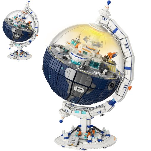 Set de construccion de la Estacion Espacial NUTCRACKER Globe para Adultos, Modelo de Bloques de Globo Terrestre Giratorio 360? con Luz, Kit de Construccion de Estacion Espacial Planetaria, Regalo de Cumpleanos Navideno para Nino Nina 14+ (2803 Piezas)