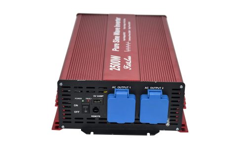 Inversor Puro de Onda Senoidal de 2500W DC24V a AC110V 60Hz con Doble TOMACORRIENTES ETL, Salida de USB 5V 2A y Control Remoto por Cable LCD - Imagen 3