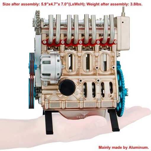 Kit de ensamblaje del motor del vehiculo DjuiinoStar (mas de 300 piezas, 5 horas de montaje), Modelo de motor de gas de cuatro tiempos recto de cuatro cilindros, Kit de motor de cuatro cilindros DM13-1 - Imagen 2