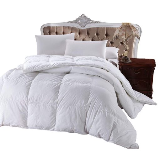 Edredon de 300 hilos tamano King Royal Hotel Bedding con relleno alternativo de plumon, edredon superllenado, inserto nordico con funda 100% algodon - Relleno 100% alternativo al plumon, 750FP - 86 oz - Color blanco solido, King