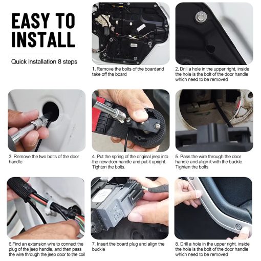 Kit de Manijas de Puerta y Manija de la Porta Trasera para Jeep Wrangler JK JKU 2007-2018 Sin Necesidad de Presionar el Boton de Liberacion 5 Piezas - Imagen 7
