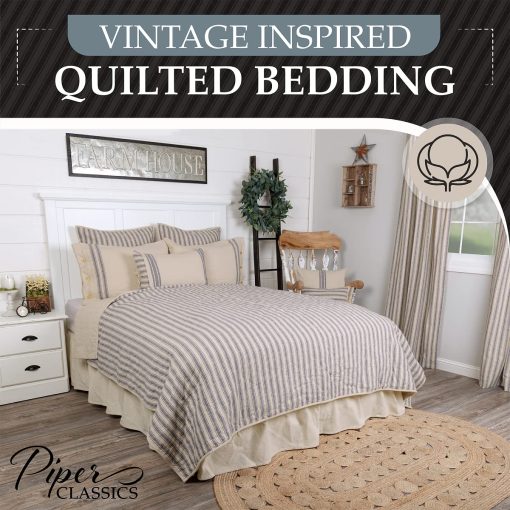 Colcha Piper Classics Market Place Blue Ticking Stripe California King - Imagen 2